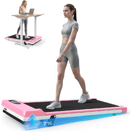 Біговий килимок Dskeuzeew з нахилом - бігові доріжки для дому, офісу, регульований нахил, електричний, портативний, Walkpad з LCD-дисплеєм, рожевий