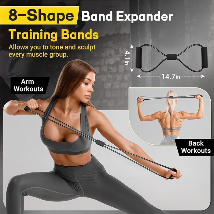Еластичні стрічки для фітнесу Workout Widerstandsbänder + Ремінь для підтягувань. Набір для тренувань вдома, спортзал, йога. Міцні, регульовані.