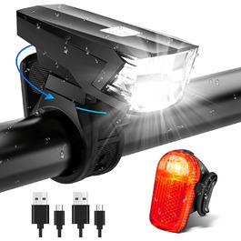 LED-велофара з заднім ліхтарем, комплект, водонепроникний, USB-зарядка, схвалено STVZO, 35LUX/17LUX