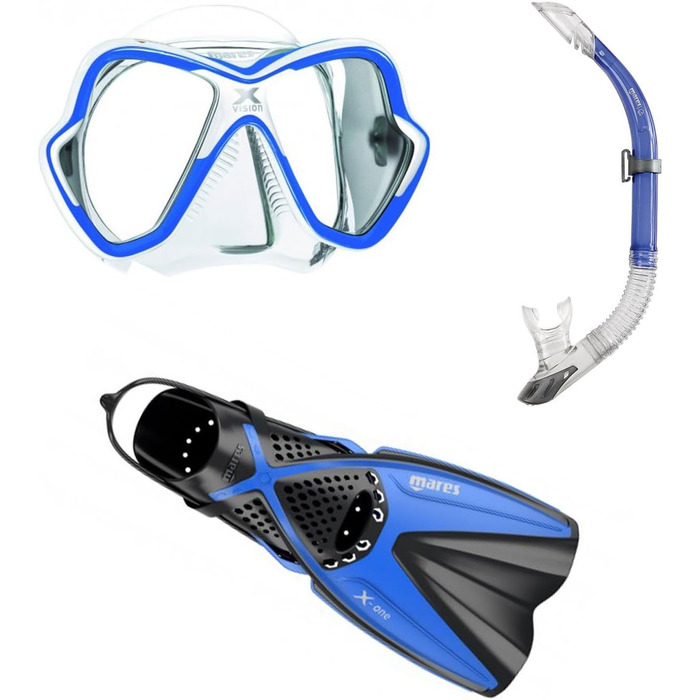 Комплект для підводного плавання Mares X-One, X-Vision, Sailor, блакитний, розмір 35-47 (L/XL, 44-47)