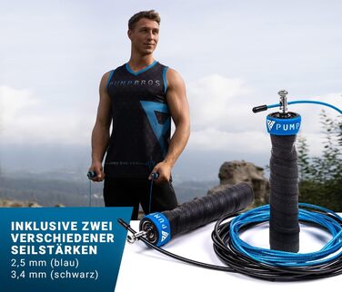 Стрибковий скакалка Pump Bros Premium з 2 вагами, 2 сталевими тросами, професійними підшипниками. Для фітнесу, кросфіту, боксу, спорту. Підходить для дорослих та дітей.