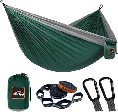 Гамак для кемпінгу AnorTrek, легкий, з двома стропами, нейлон, для відпочинку та подорожей, блакитний/темно-блакитний, 280x140 см