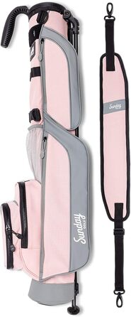 Гольф сумка Sunday Loma: легка сумка з ременем та стійкою – ідеальна для поля, Par 3 та Executive курсів, 79 см, рожево-сіра