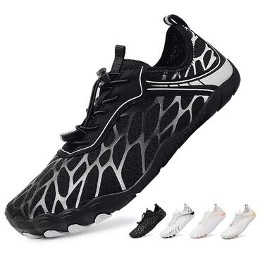 Взуття Barfuss для жінок та чоловіків: водонепроникні шкарпетки, кросівки для плавання, дихаючі, швидко сохнуть, 36-46 EU (41 EU, чорний сріблястий)