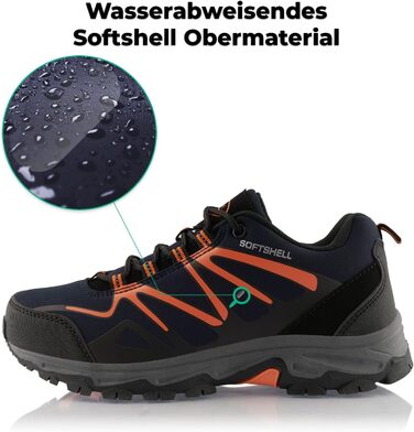 Черевики для піших прогулянок для жінок та чоловіків, трекінгові черевики, дихаючі, чорно-зелені (37 EU, темно-синьо-помаранчеві)