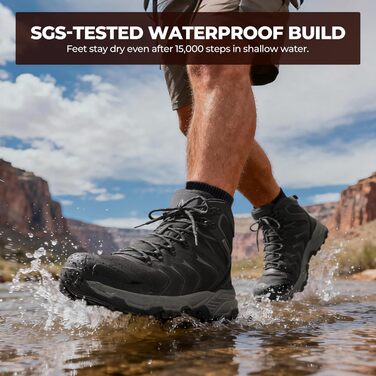 Чоловічі водонепроникні трекінгові черевики NORTIV 8 для хайкінгу та кемпінгу, чорно-сі, 43.5 EU