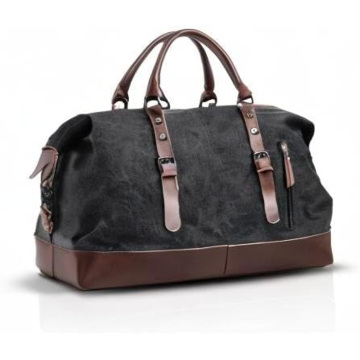 Спортивна сумка для подорожей FANDARE: універсальна дорожня сумка-вікенд з канвасу для жінок та чоловіків, сумка для залу, кемпінгу та пляжу (Чорна)