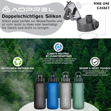 Спортивна пляшка для води AOPREL 1.5л з фільтром, Tritan BPA-free, герметична пляшка для фітнесу, походів та офісу (Сіра)