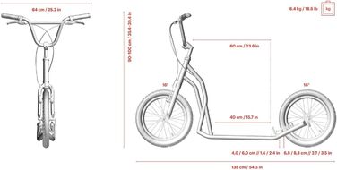 Самокат Yedoo S1616 для дорослих, до 150 кг, надувні колеса 16/16, регульований кермо, міський трюковий самокат
