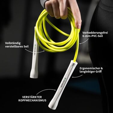 Спортивний скакалка Hererope PVC 6мм для фітнесу та боксу, швидкісна мотузка для кардіотренувань та трюків, 3.1 м, чорна