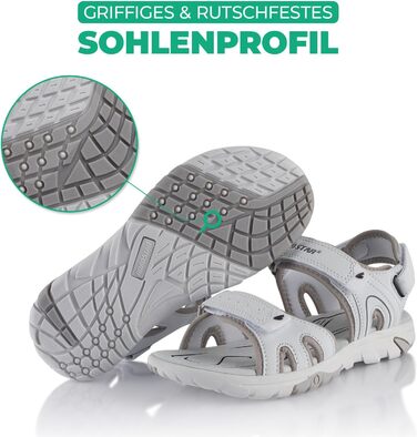 Трекінгові сандалії Fusskleidung® для жінок та чоловіків, легкі літні сандалії з міцною протектором, біло-сірі, розмір 38 EU