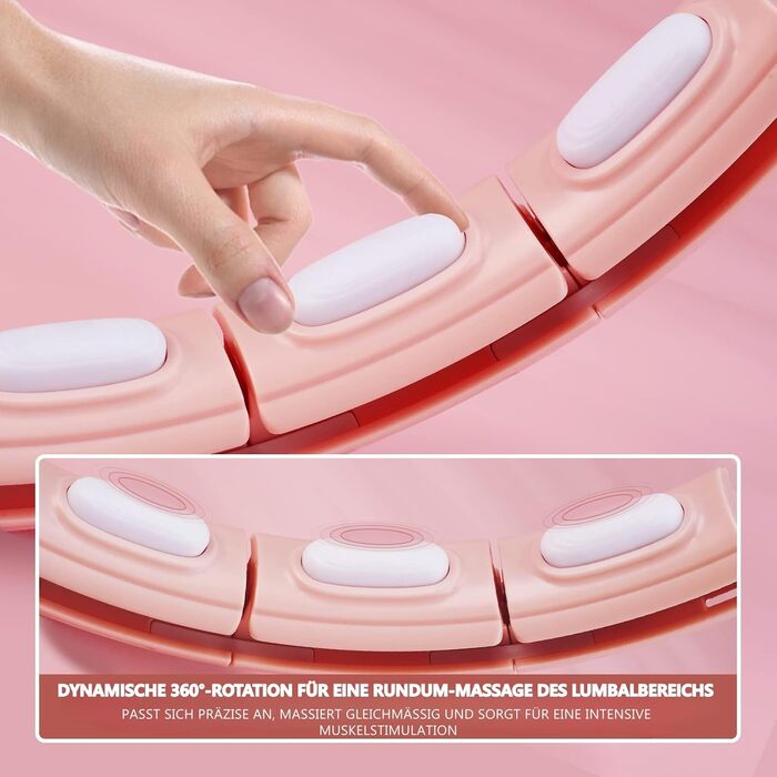 Розумний фітнес-обруч LEAFIA з лічильником, магнітними дисками та 16 регульованими секціями, рожевий - для схуднення та фітнесу для дітей та дорослих