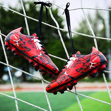 Дитячі футбольні бутси Low Top для хлопчиків, професійні футбольні бутси, бутси для тренувань, шипові бутси, дитяче взуття, спортивне взуття для атлетики, молодіжне спортивне взуття для активного відпочинку (38 EU, Червоний)