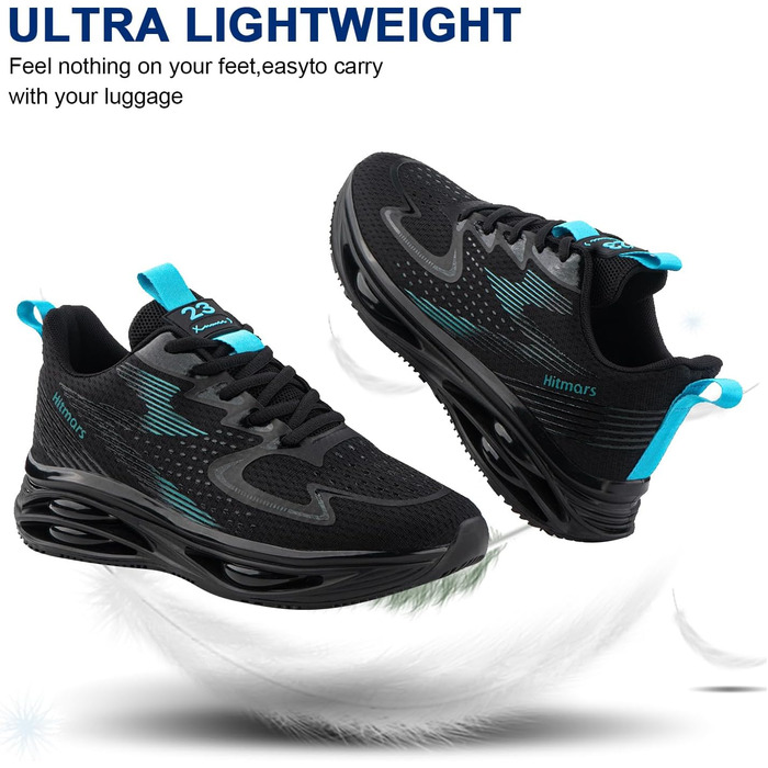 Чоловічі кросівки Hitmars для бігу та фітнесу: легкі, дихаючі, зручні (EU 39-46, чорний/сірий)