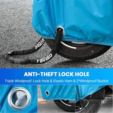Водонепроникний чохол для мотоцикла Favoto, XXL, 245x105x125 см, чорно-синій