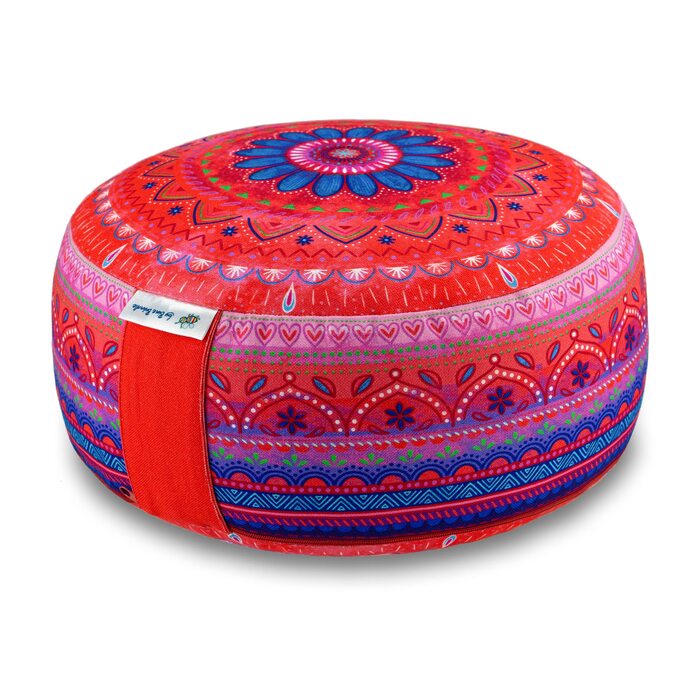 Подушка для медитації Bine Brändle Mandala: подушка для йоги, підлогова подушка, висота 15 см, наповнювач лузги гречки, сертифікат GOTS, бавовняний чохол (Червоне щастя)