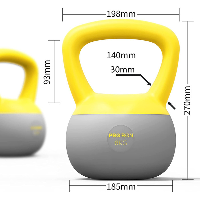 Гиря PROIRON 8 кг, м'яка, для дому, для початківців, набір 2-10 кг, безпечна для підлоги