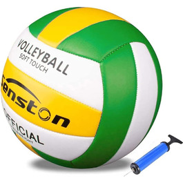 Волейбольний м'яч Senston Soft Touch, офіційний розмір 5, водонепроникний, з насосом, для пляжу, басейну, вулиці, зелений