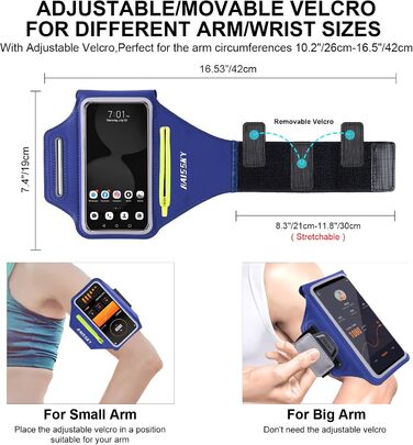 Спортивний браслет на руку для бігу з навушниками та кишеню для ключів. Тримач для телефону на руку, сумісний з iPhone 17/16/15/14/13/12/11 Pro Max/Plus, чорний. Оновлена модель, до 6.9 дюймів.