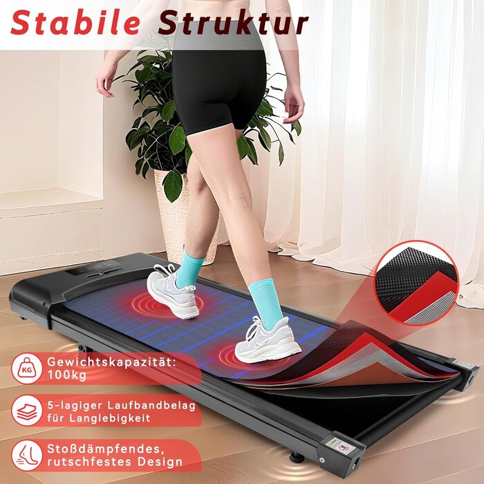 WalkingPad Klappване біговий тренажер для дому – 1-6 км/год, регулювання нахилу 0-6%, 2.0PS, LED-дисплей, без підлокітників