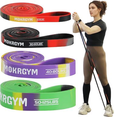 Набір еластичних стрічок MOKRGYM - 4 рівні, натуральний каучук, для дому, фітнесу та занять на вулиці