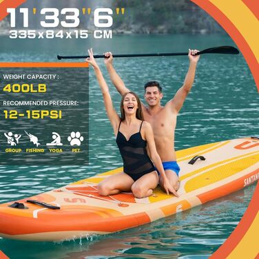 SUP дошка надувна Santasup 320/335 см помаранчева з комплектом аксесуарів (насос, весло) для підлітків та дорослих