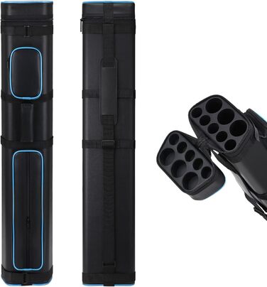 Сумка для більярдних київ: переноска для 3 київ, 5 насадок та аксесуарів. Чорний колір з синьою окантовкою