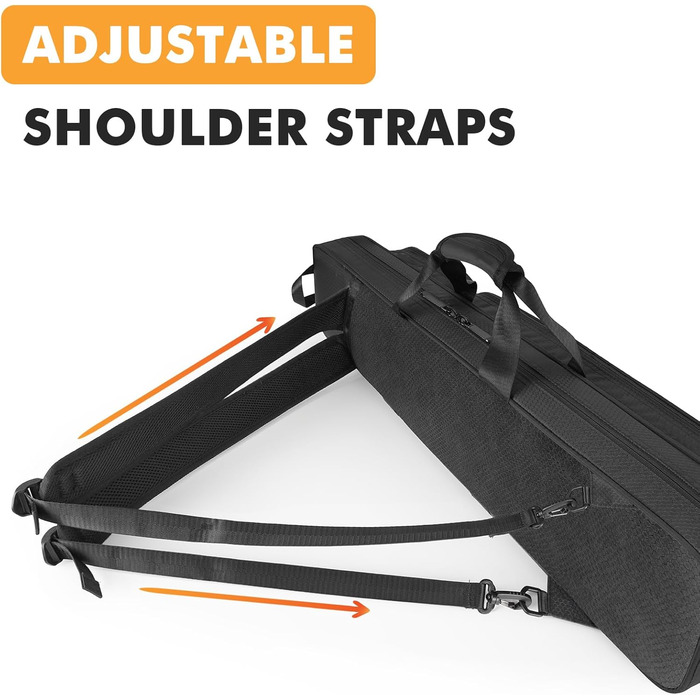 Чохол для більярдного кия, 10 x 13 см, з кількома кишенями, для 4 київ, 5 аксесуарів, з підкладкою, м'який та міцний, з регульованими плечовими ременями, чорний (для чоловіків та жінок)