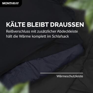 Спальний мішок MONTARAY® Mumienschlafsack для 3-4 сезонів, 8°C до -5°C, з подушкою, 80x220cm, блакитний, для жінок та чоловіків (теплий)