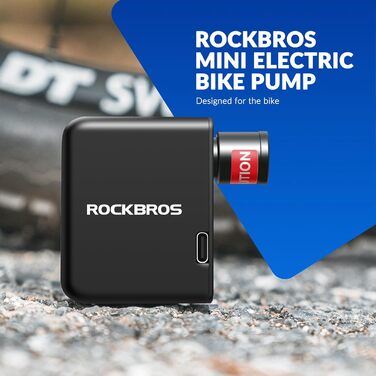 Електричний велосипедний насос ROCKBROS, портативний міні-компресор 100 PSI, акумулятор 300 мА·год, для MTB і шосейних велосипедів