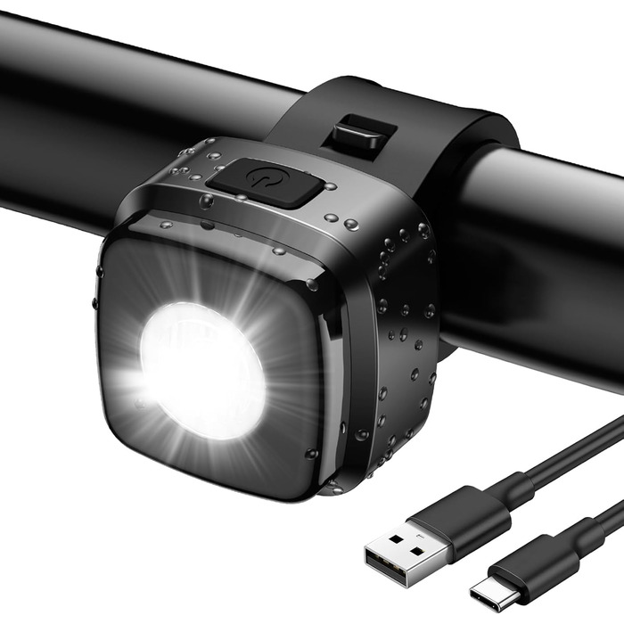 Фарига LED-фара для велосипеда Akdomart, USB-зарядка, 600mAh, StVzo, водонепроникність IPX5, чорний, для дитячого велосипеда