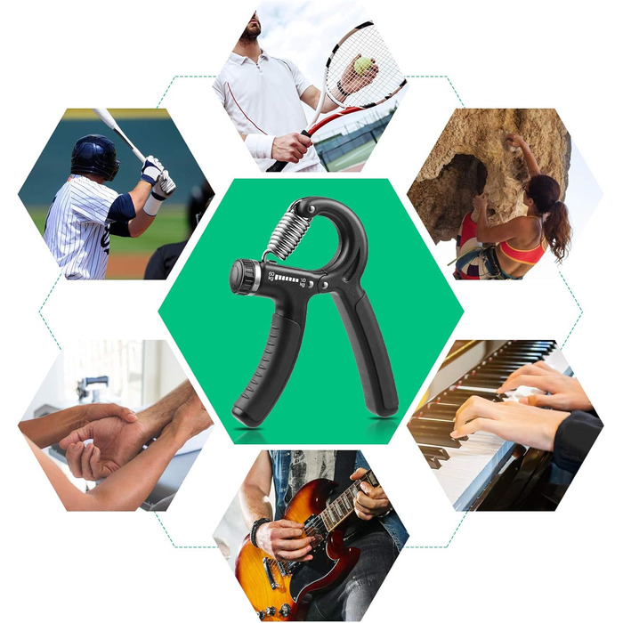 NIYIKOW Набір для тренування кисті та передпліччя (2 шт), регульований опір 10-60 кг, тренажер сили хвата, для пальців, спорту та відновлення рук, чорний