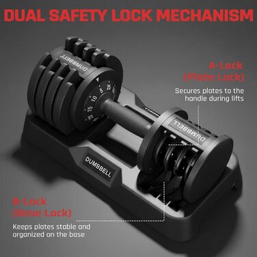 Регульована штанга Yaheetech 2,5-24 кг, 15 рівнів, сталева, з подвійною фіксацією, протиковзка, для дому, спортзалу, офісу