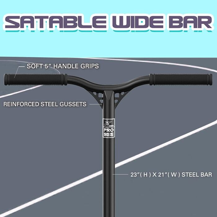 PlayShion Скутер Фристайл з колесами 100 мм та підшипниками ABEC 9 для дітей та дорослих, чорний