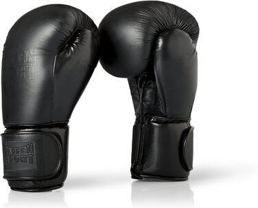 Боксерські рукавички Paffen Sport Black Logo, натуральна шкіра, 14 унцій, для спарингів і тренувань з боксу, кікбоксингу, муай тай, K1 та інших єдиноборств