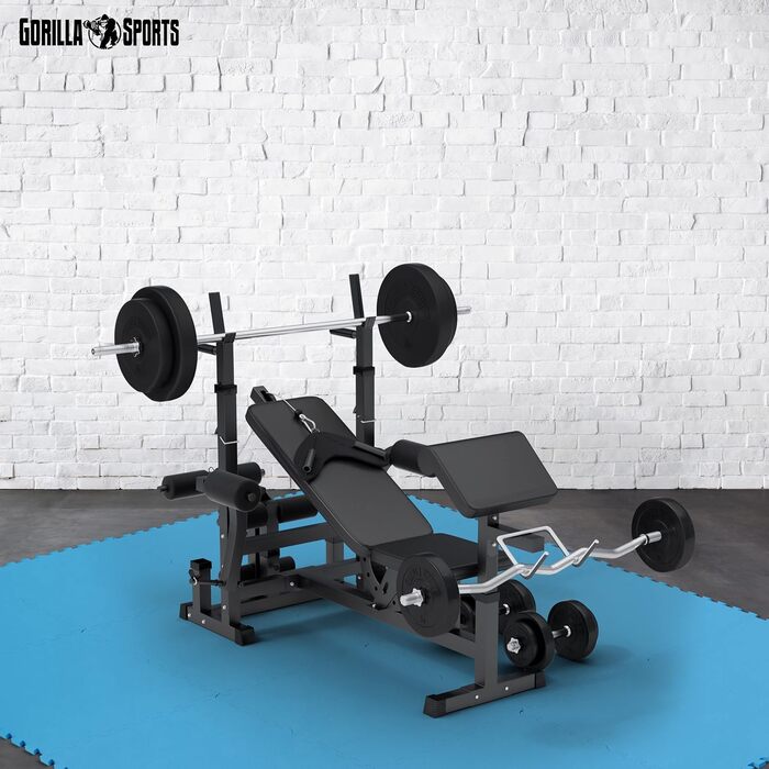 Набір захисних пазл-матів для підлоги GORILLA SPORTS, EVA піна, 60x60x1.2 см, 16 шт (5.76 м²), протиковзні килимки для фітнесу та тренувань, синій