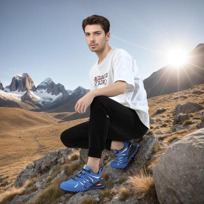 Чоловічі трейлранні кросівки для хайкінгу та трекінгу. Легкі, дихаючі, з антиковзкою підошвою. Розміри 39-48, синій колір.