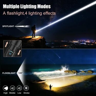 Ліхтарик LED SKYFIRE 5000 люмен, акумуляторний, з функцією Power Bank та кресалом для кемпінгу та надзвичайних ситуацій
