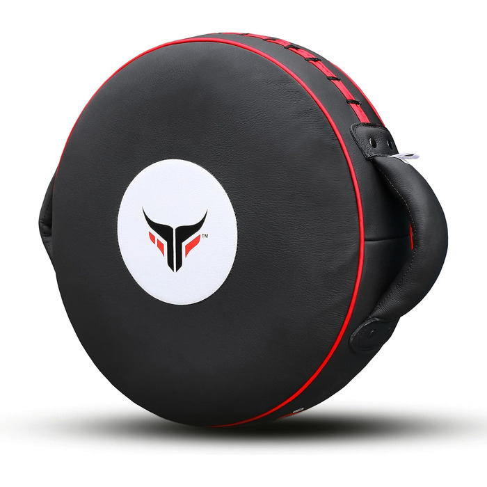 Mytra Fusion Пади для боксу з натуральної шкіри – круглі лапи для тренувань MMA, Муай Тай, кікбоксингу, чорні