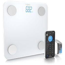 Mybeo розумна вага для аналізу тіла з Bluetooth та додатком, цифрова багатофункціональна вагa для людей, визначає ІМТ, жир, м'язову та кісткову масу