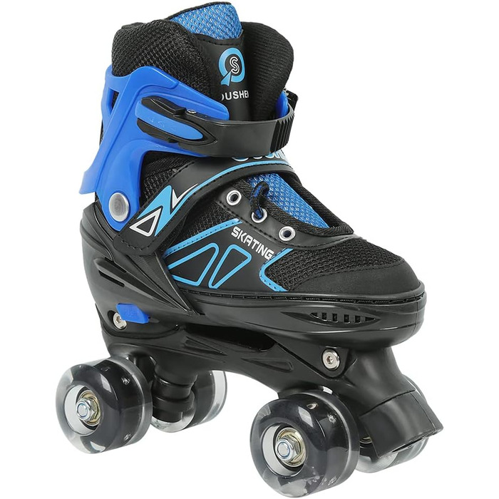 Інлайнери для дітей та дорослих: ролики для катання на роликах з великими колесами 76 мм, регульовані ролики для безпечного катання на вулиці, подарунок для дітей та підлітків, розмір M, червоно-чорний та синій