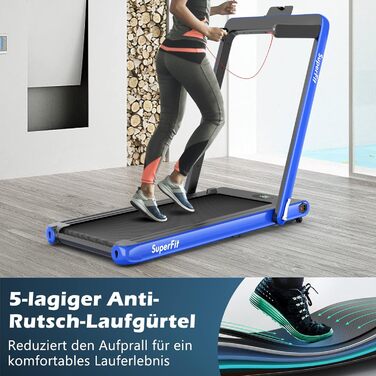 GOPLUS Біговий доріжка 2-в-1 складана з пультом, електрична з керуванням через APP, Bluetooth, тримач для телефону, швидкість 1-12 км/год, до 120 кг, блакитна