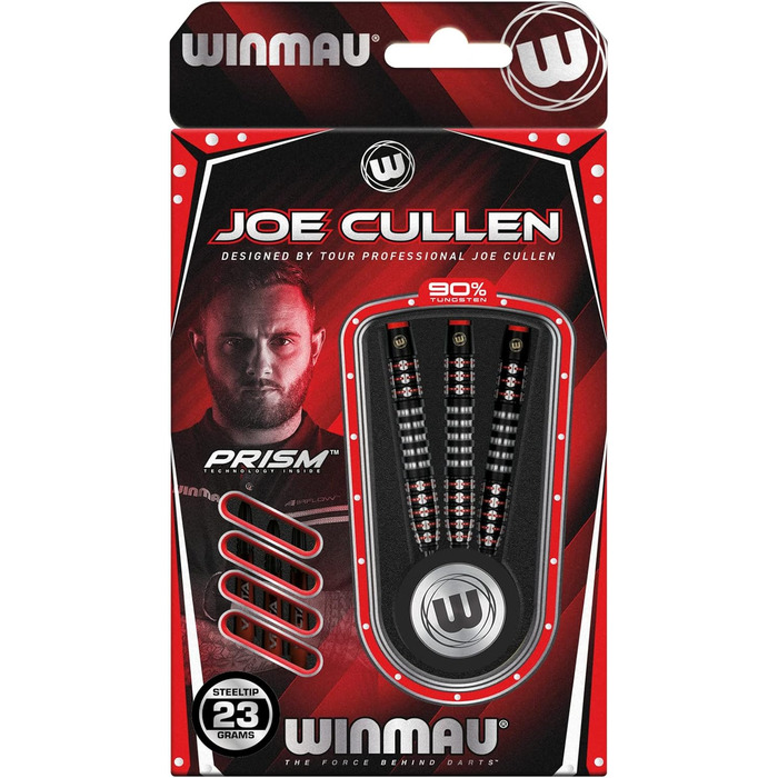 Дротики WINMAU Joe Cullen Ignition 23 г вольфрамові, сталевий наконечник, з крилами та хвостовиками для професіоналів