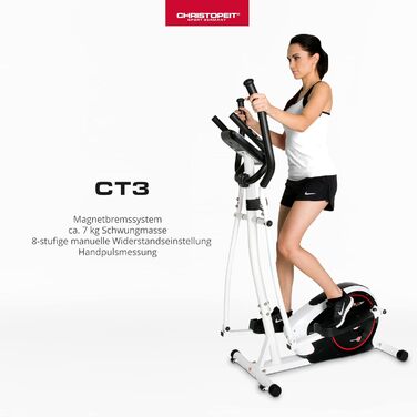 Еліптичний тренажер Christopeit Crosstrainer CT 3 для дому - тихий, з 8 рівнями опору, датчиками пульсу та LCD-дисплеєм