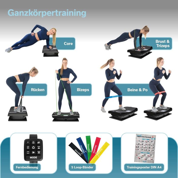 Платформа вібрації Skandika 4D V3000 Plus | Віброплатформа для дому, 60 рівнів, 3+1 програми, до 150 кг