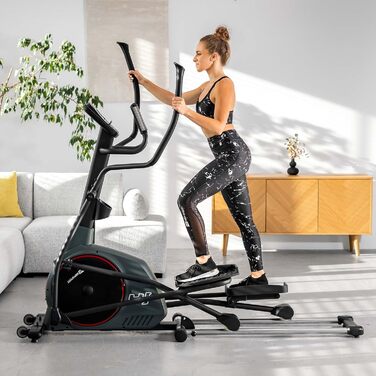 Еліптичний тренажер Hop-Sport HS-095CF з килимком, 30 кг маховик, макс. вага 135 кг, сірий