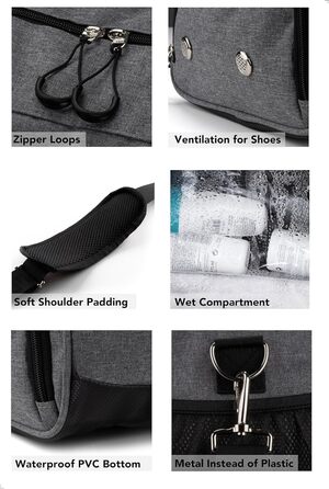 Спортивна сумка для подорожей Fitgriff з відділенням для взуття та вологих речей, сіра, 58 x 31 x 31 см (M) — універсальна сумка для фітнесу та тренувань
