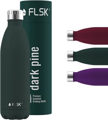 Пляшка для води FLSK, преміум термос з нержавіючої сталі, 750 мл, 100% герметична, для газованих напоїв, зберігає холод до 24 годин і тепло до 18 годин, темно-зелена