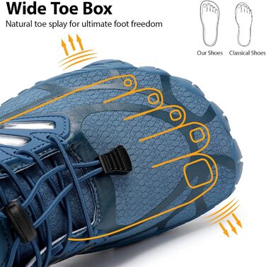 Чоловічі босі кросівки з широкою передньою частиною, Zero Drop, мінімалістичні для воркауту, крос-тренінгу, ходьби, хайкінгу, води, важкої атлетики, босі кросівки (47 EU, Синій)