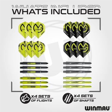 WINMAU Michael Van Gerwen (MvG) подарунковий набір для дартсу, 50 предметів, сталевий наконечник, 4 комплекти стрижнів, 4 комплекти оперень та аксесуари